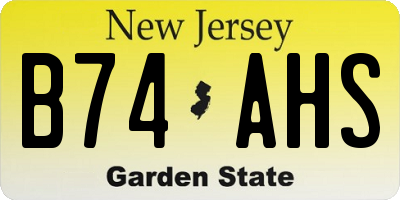 NJ license plate B74AHS