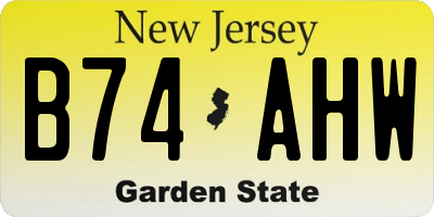 NJ license plate B74AHW