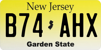 NJ license plate B74AHX