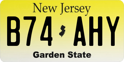 NJ license plate B74AHY