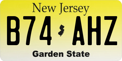 NJ license plate B74AHZ