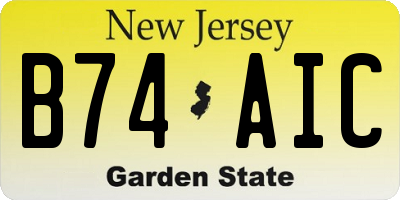 NJ license plate B74AIC