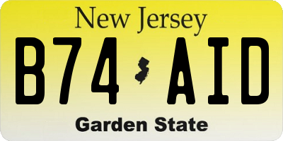 NJ license plate B74AID