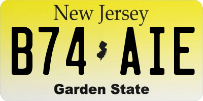 NJ license plate B74AIE