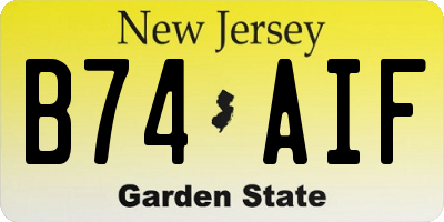 NJ license plate B74AIF