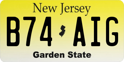 NJ license plate B74AIG