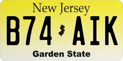NJ license plate B74AIK