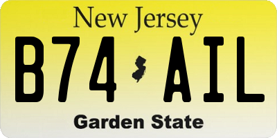 NJ license plate B74AIL