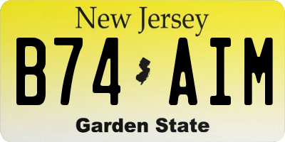NJ license plate B74AIM