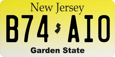 NJ license plate B74AIO