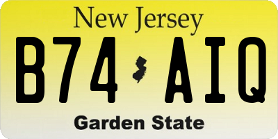 NJ license plate B74AIQ