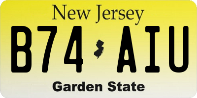 NJ license plate B74AIU
