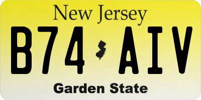 NJ license plate B74AIV