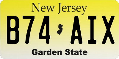 NJ license plate B74AIX