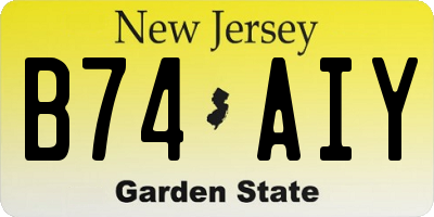 NJ license plate B74AIY