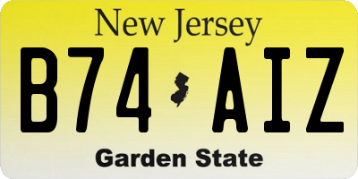 NJ license plate B74AIZ