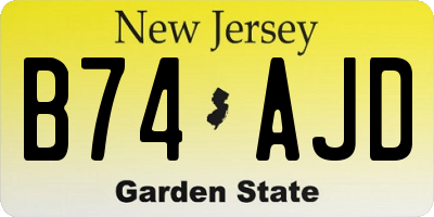 NJ license plate B74AJD