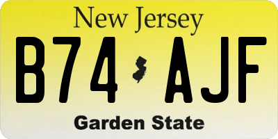 NJ license plate B74AJF
