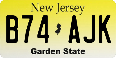 NJ license plate B74AJK
