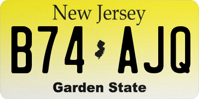 NJ license plate B74AJQ