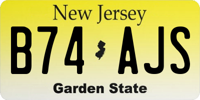 NJ license plate B74AJS
