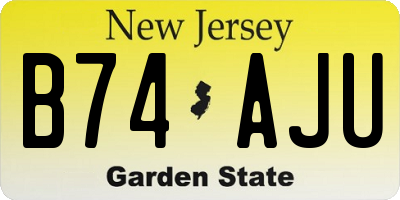 NJ license plate B74AJU