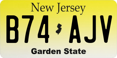 NJ license plate B74AJV