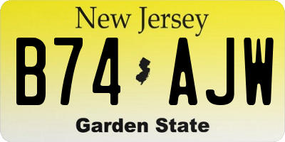 NJ license plate B74AJW