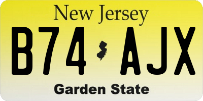 NJ license plate B74AJX