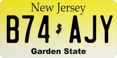 NJ license plate B74AJY