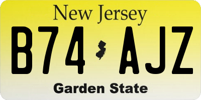 NJ license plate B74AJZ