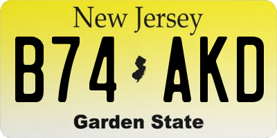 NJ license plate B74AKD