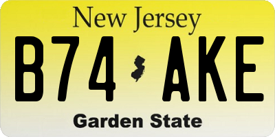 NJ license plate B74AKE