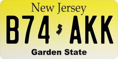 NJ license plate B74AKK
