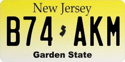 NJ license plate B74AKM
