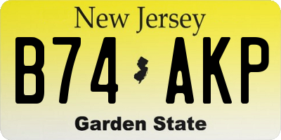 NJ license plate B74AKP