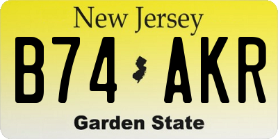 NJ license plate B74AKR