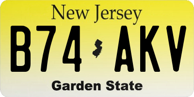 NJ license plate B74AKV