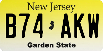 NJ license plate B74AKW