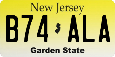 NJ license plate B74ALA