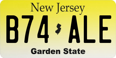 NJ license plate B74ALE
