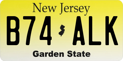 NJ license plate B74ALK