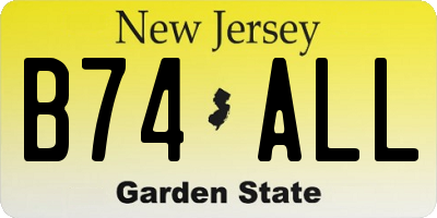 NJ license plate B74ALL