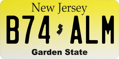 NJ license plate B74ALM