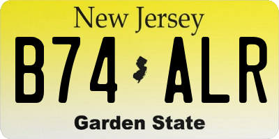 NJ license plate B74ALR