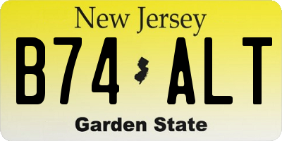 NJ license plate B74ALT