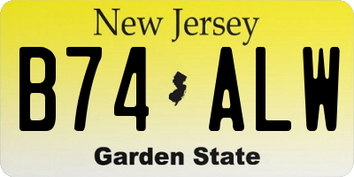 NJ license plate B74ALW