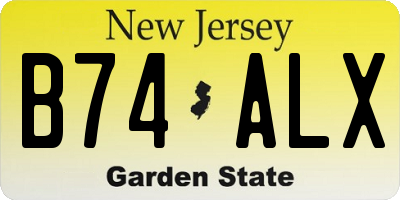 NJ license plate B74ALX