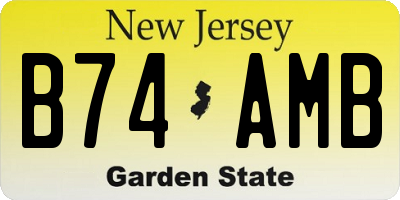NJ license plate B74AMB