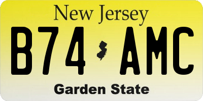 NJ license plate B74AMC